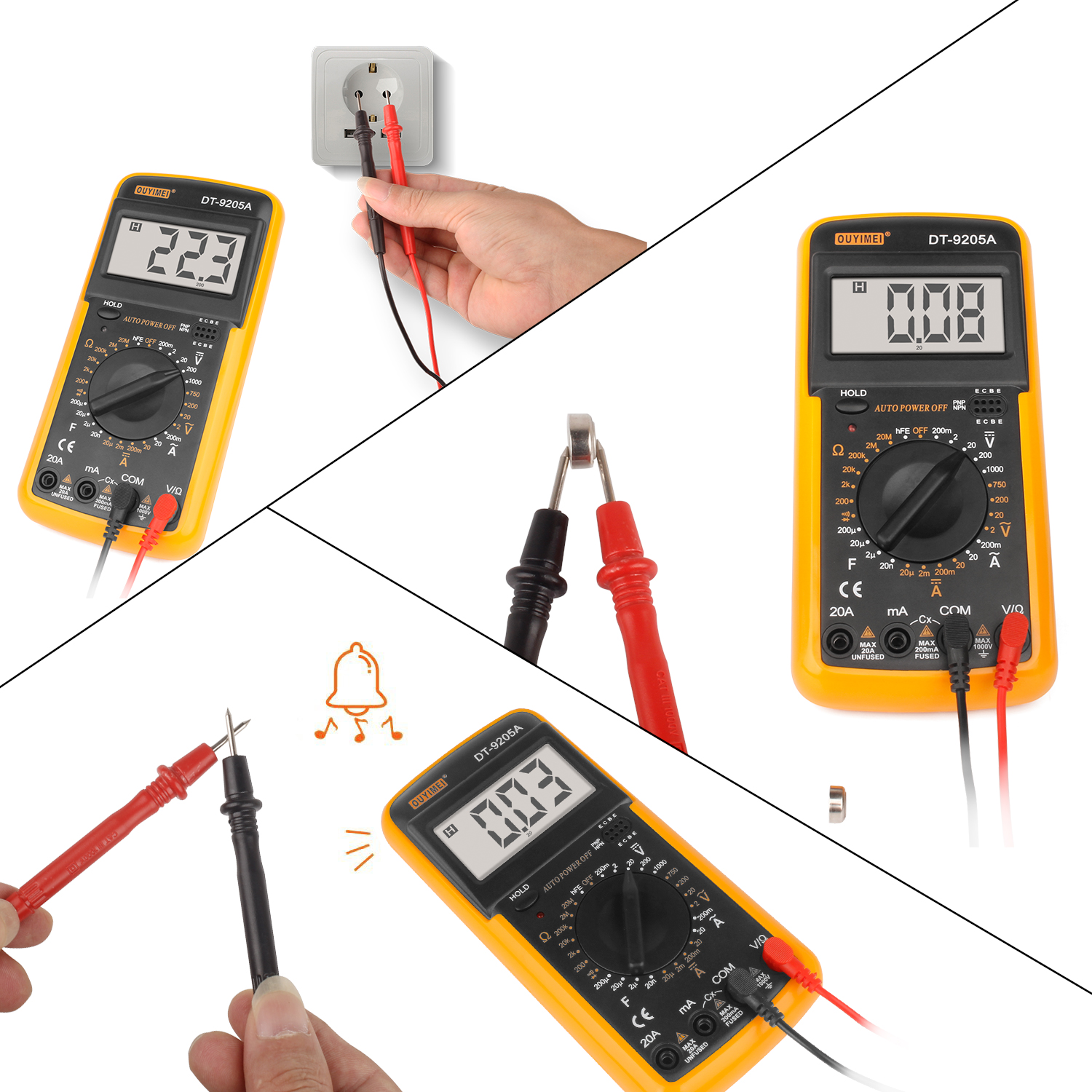 Digtital Multimeter Messgerät LCD Voltmeter Tester DT ...